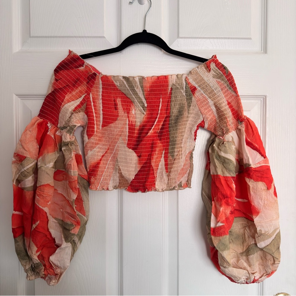H&M Red,Cream, and Green Top